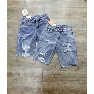 (Hoàng Hà) Quần jeans lửng rách