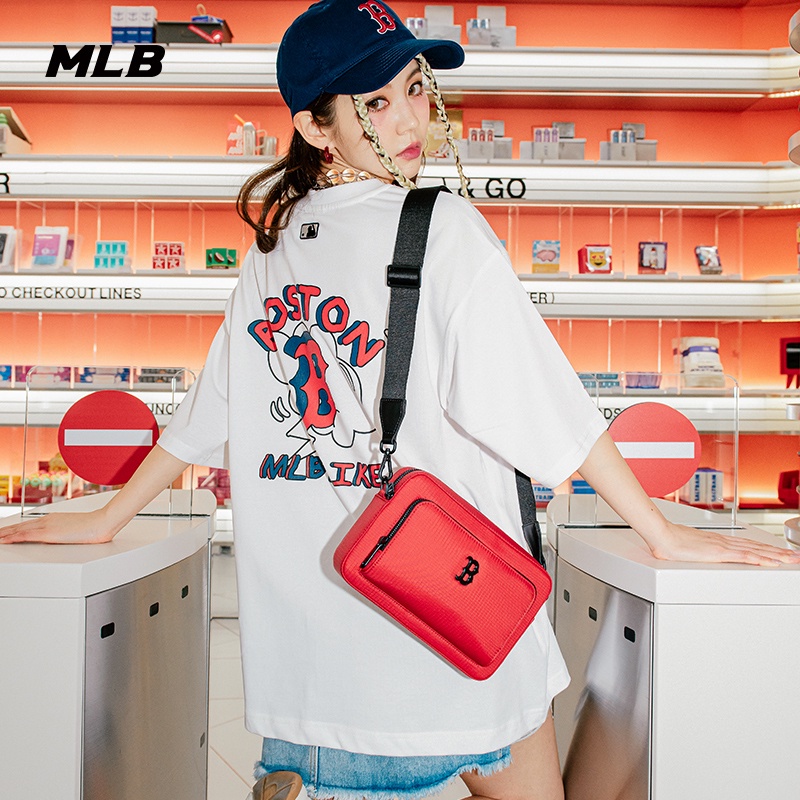 MLB Áo Thun Tay Ngắn Màu Trắng In Họa Tiết graffiti Thời Trang Mùa Hè Cho Nam Và Nữ