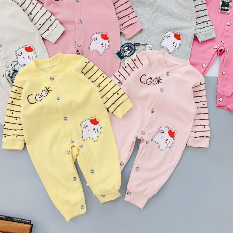 Body Dài Tay Thu Đông Vải Cotton Nỉ Cho Bé 3-9kg