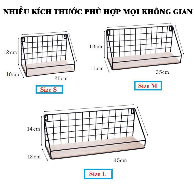 Kệ trang trí treo tường decor sắt đa năng đựng đồ gia vị nhà bếp tặng kèm 2 chốt 4 chân đồ gia dụng Tachi Store