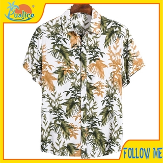 Hawaii high-quality silk cotton short-sleeved shirt397