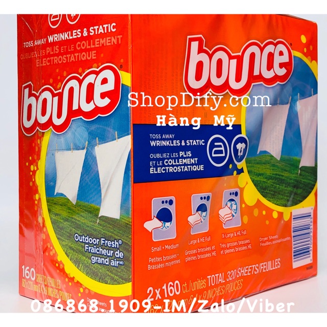 Giấy Thơm Quần Áo Và Mềm Vải BOUNCE Outdoor Fresh (Tách Lẻ)