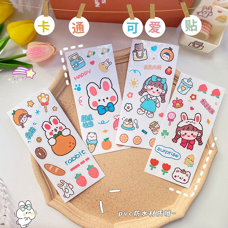 Bộ 4 Miếng Dán Cửa Kính Bằng pvc Chống Nước Hình Thỏ Dễ Thương