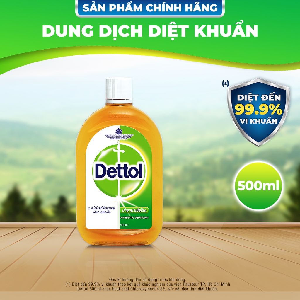Dung Dịch Sát Trùng, Diệt Khuẩn Cho Da, Quần Áo, Bề Mặt Dettol 500ml – Nhập Khẩu Malaysia Chính Hãng