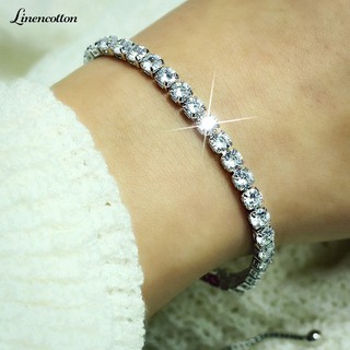 Luxury Cubic Zircon Single Row Pull Slider Bracelet Adjustable Bangle