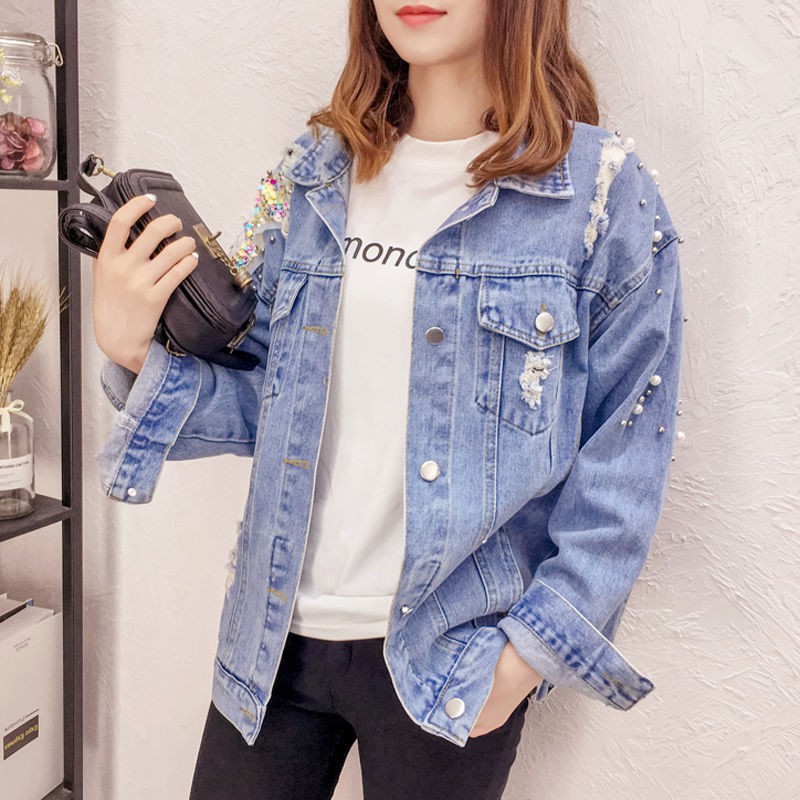 Áo Khoác Denim Dáng Rộng Size Lớn Thời Trang Mùa Xuân Hàn Quốc