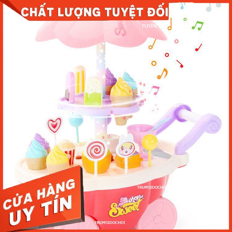 Xe bán kem 💖𝑭𝑹𝑬𝑬𝑺𝑯𝑰𝑷💖 Xe đẩy kem - loại lớn - CÓ NHẠC ĐÈN