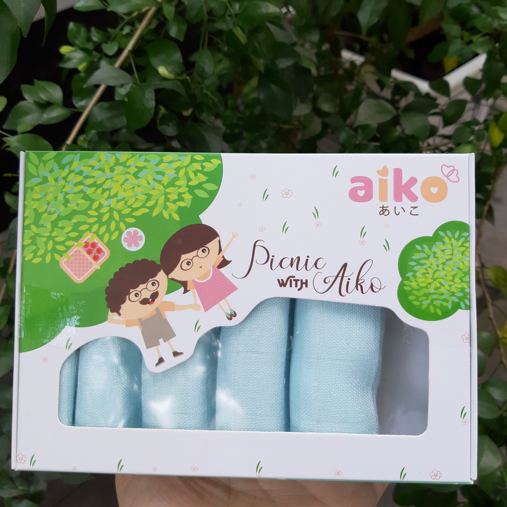 Aiko. Set 5 khăn sữa tre mát mịn cho bé (30*30cm)