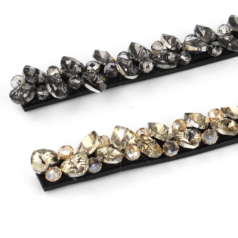 Thắt lưng co giãn đính đá pha lê đen thời trang cho nữ