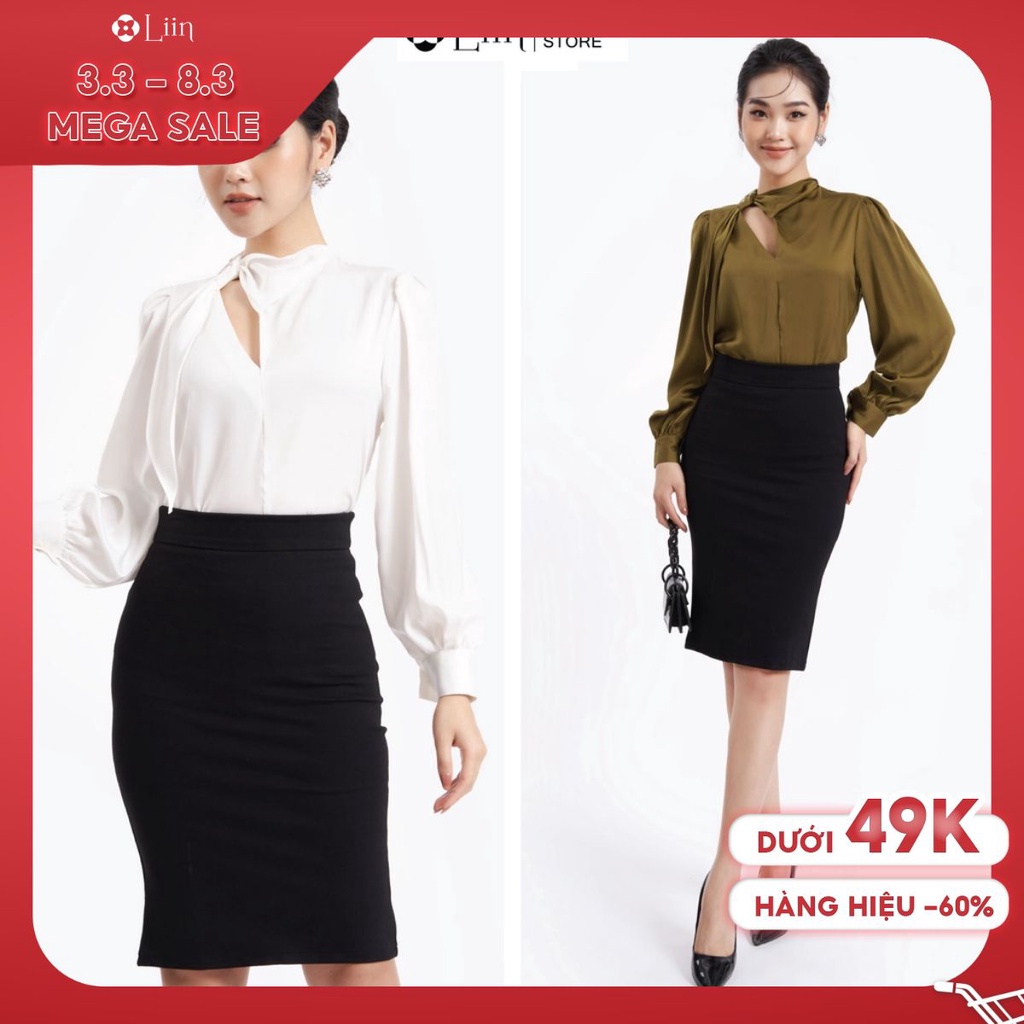 Áo kiểu nữ chất lụa thiết kế cổ chéo cách điệu phong cách thời thượng Liin Clothing SM3866