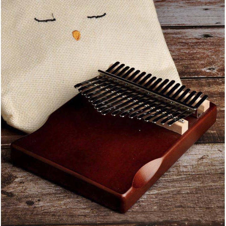 Đàn kalimba nguyên khối khoét eo Nâu giá rẻ cho người mới tập, đầy đủ phụ kiện, túi, búa, hướng dẫn, khăn lau, dán phím