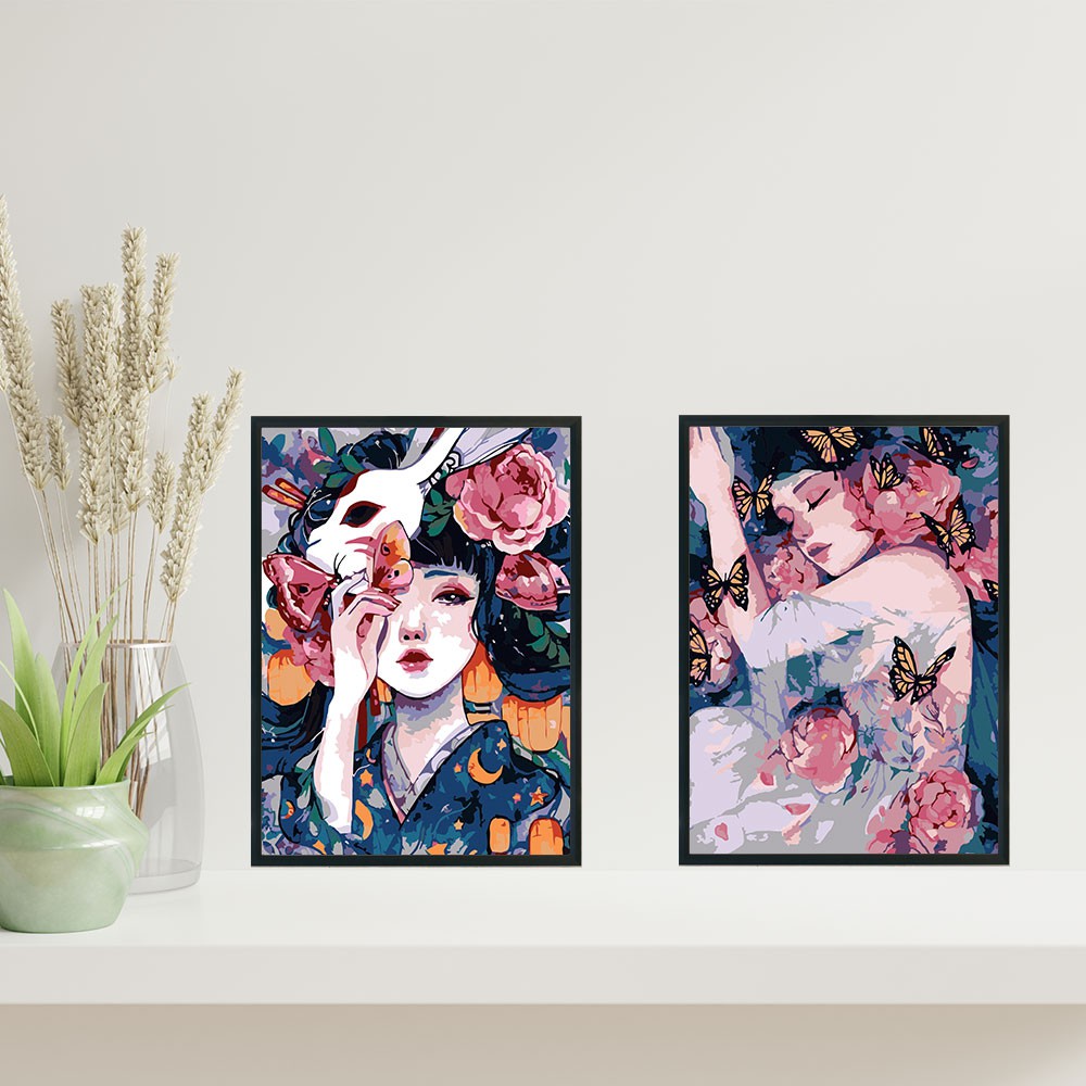 Tranh sơn dầu số hóa tự tô màu theo số - BỘ 2 TRANH VẼ CÔ GÁI CỰC HOT HIỆN NAY | BigBuy360 - bigbuy360.vn