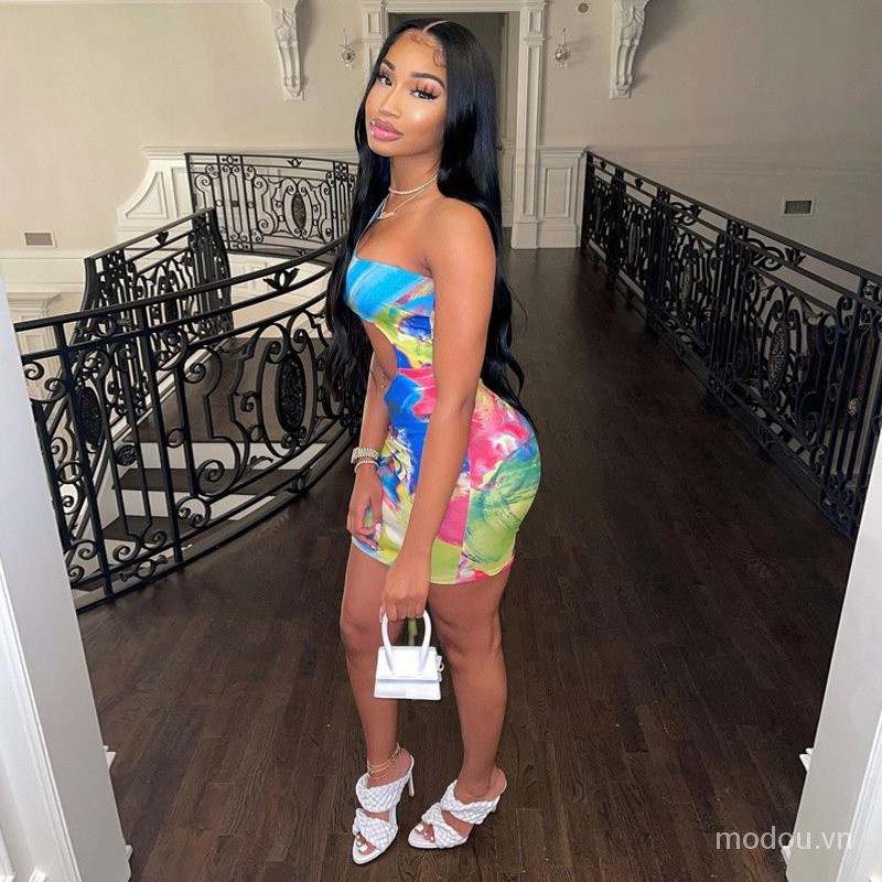 Đầm trễ vai phối dây rút dáng ôm phong cách quyến rũ cho nữ