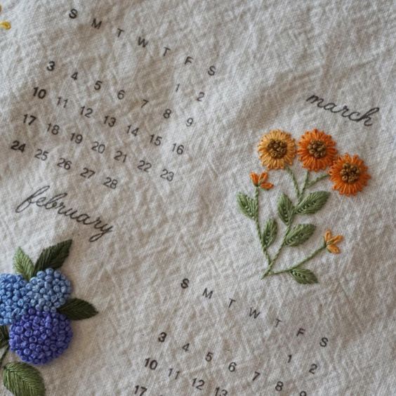 DIY bộ KIT tập thêu tay LỊCH VẢI 2024 quà tặng handmade/ GÓI NGUYÊN LIỆU TỰ THÊU ngày kỷ niệm/ bách hóa na na