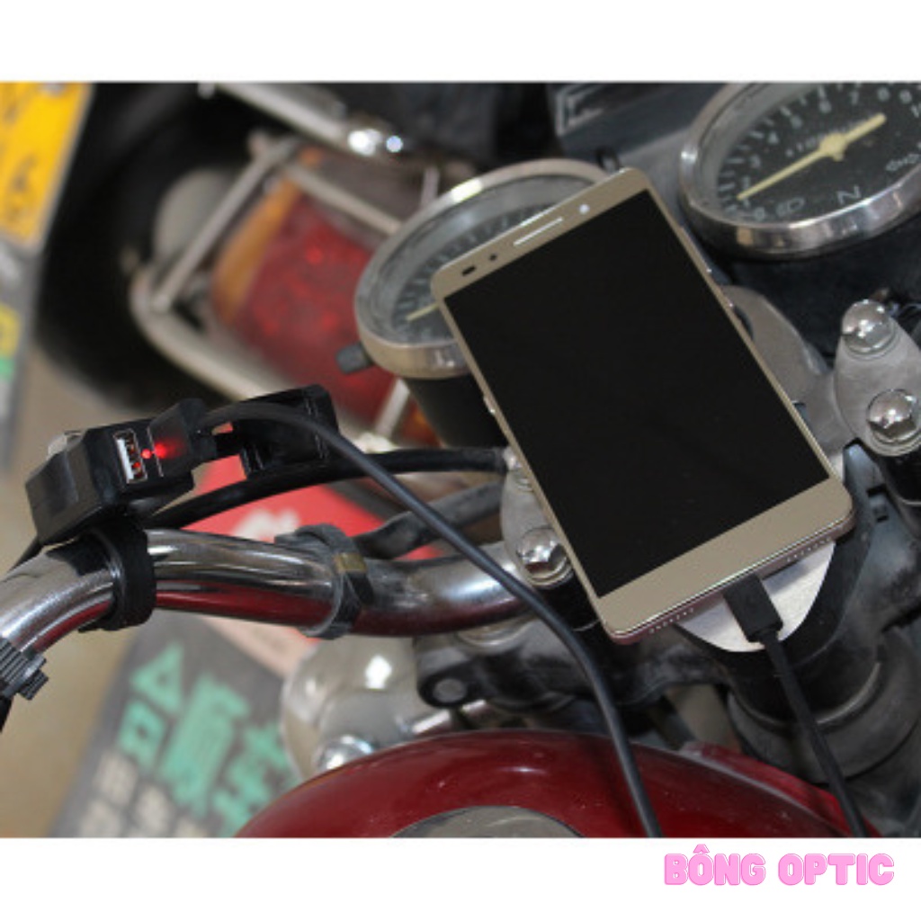 [HCM] Sac dien thoai xe may Sạc Điện Thoại Trên moto Xe Máy 2 cổng nhỏ gọn (Đen)