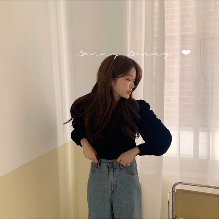 SUXI Áo Sơ Mi Nữ Thiết Kế Tay Dài Cổ Chữ V Kiểu Cách Hàn Quốc