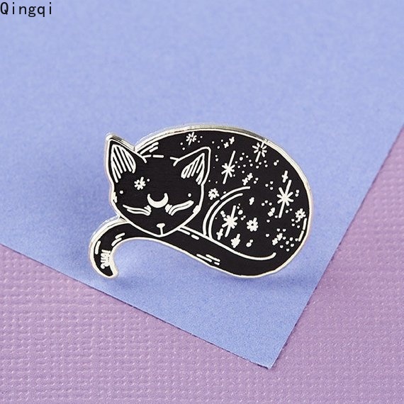 Ghim cài áo MISS ZOE hình mèo đen hoạt hình dễ thương