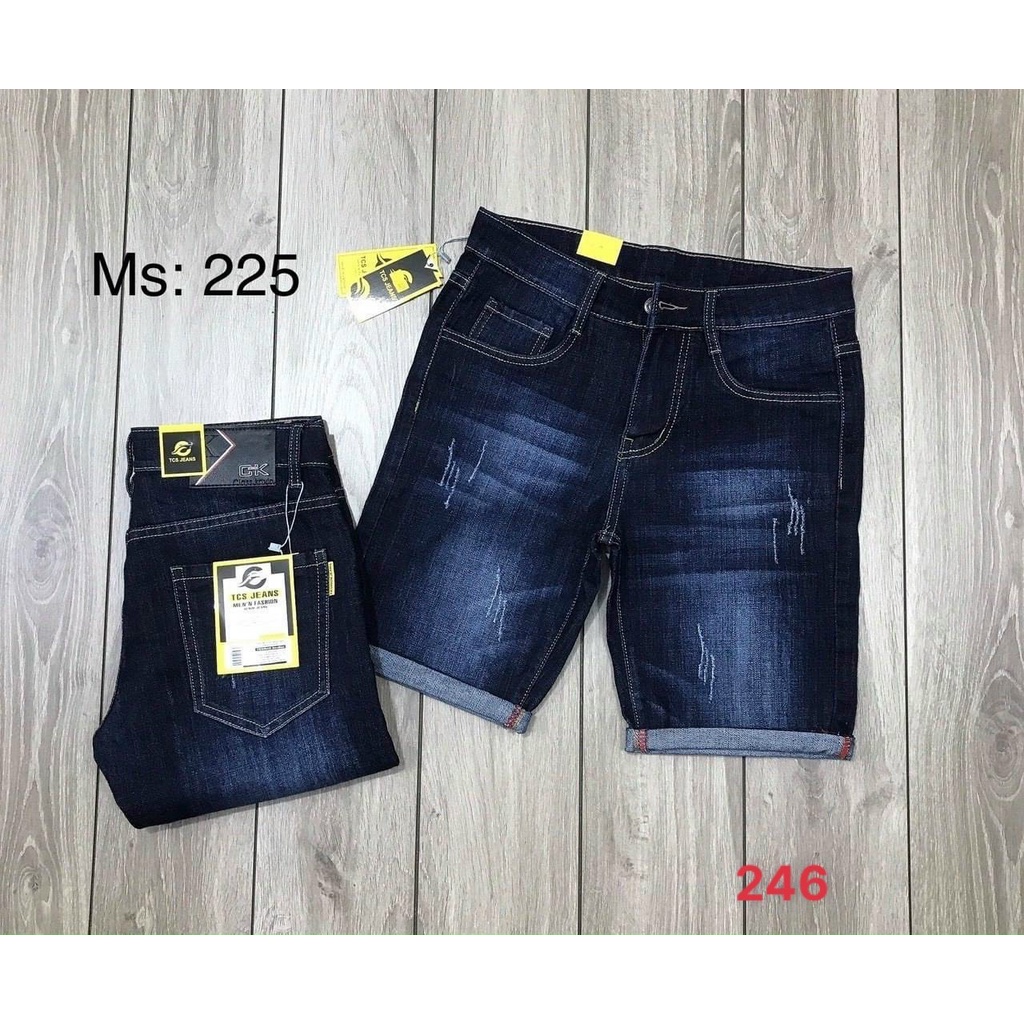 Quần short jean nam màu xanh rách chất bò - quần short jean lửng nam co giãn thời trang cao cấp Tp_shop_87 ms225