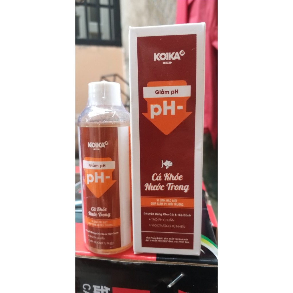 KOIKA pH-, pH+ Dung dịch giảm và tăng pH cho hồ cá cảnh, hồ thủy sinh, chai 100 VÀ 250ML