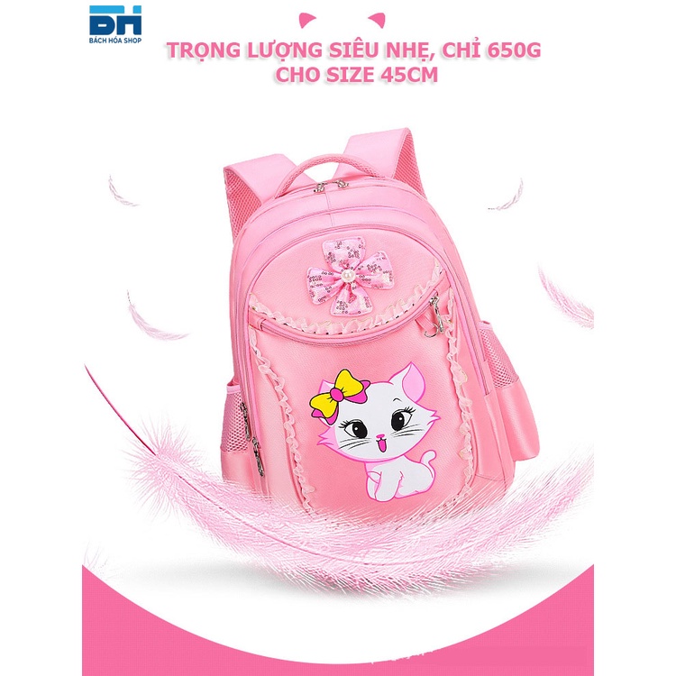 [CHỐNG NƯỚC] Balo đi học cho bé gái Mẫu giáo, Cấp 1- Mầm non, tiểu học (từ 3 đến 12 tuổi)- Hình mèo con dễ thương