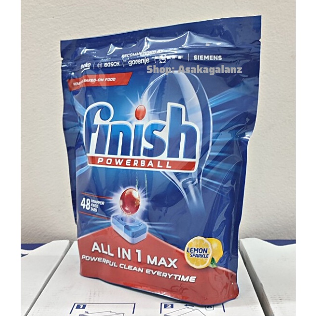 Viên rửa bát Finish All in 1 Max 48 Viên[MỚI 2021], Hương Chanh - [CỰC MẠNH :10 chức năng, màng nilon tự tan]