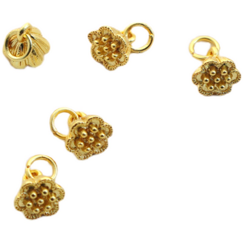 hạt charm Hạt Đồng Mạ Vàng 18k Nhám 8mm Dùng Làm Đồ Trang Sức diy