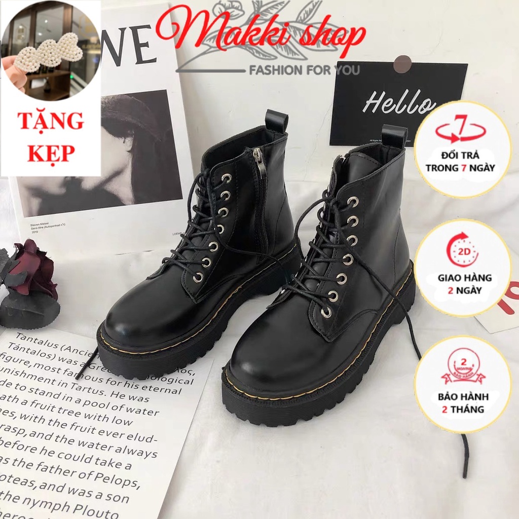 Boot nữ cao cổ Martin có khóa, giày boots nữ thời trang cao cấp giá rẻ MAKKI SHOP TD402