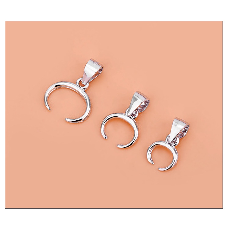 █diy゜ S925 Bạc●Kẹp Mũi Bò Mạ Bạc S925 Đính Đá Ngọc Bích Làm Trang Sức diy