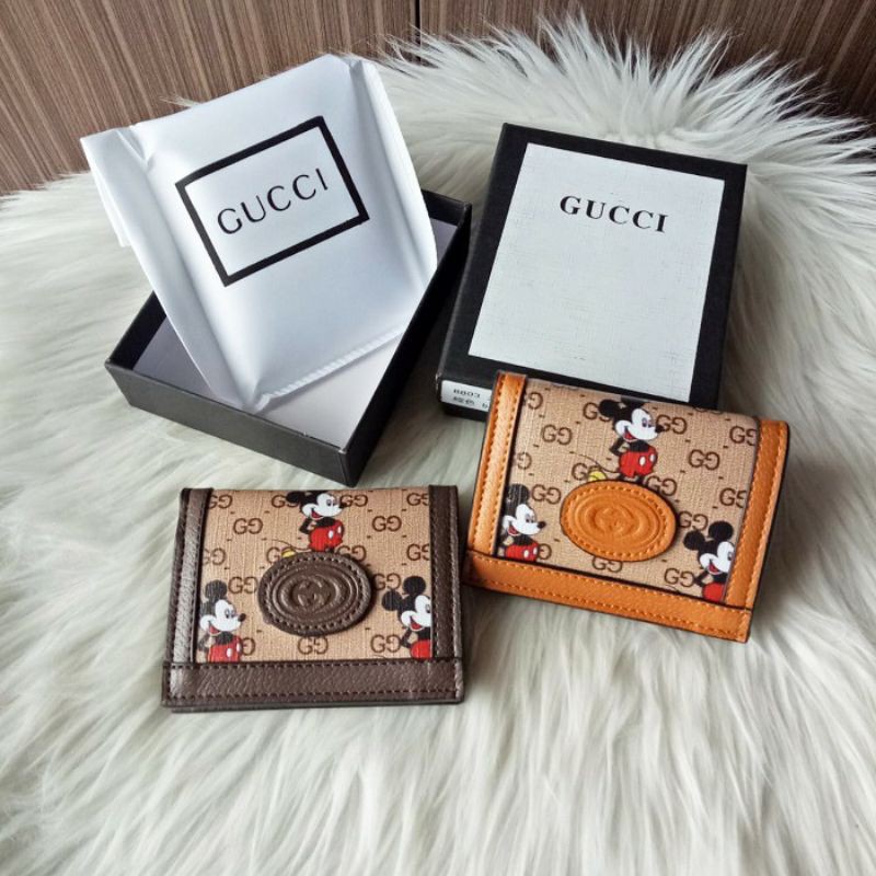 Ví Gucci Dáng Ngắn In Hình Chuột Mickey Dễ Thương