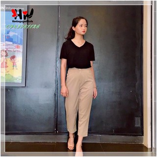 Quần baggy đũi lỡ nữ, chất đũi xước thoáng mát, siêu mịn, quần đũi nữ cạp chun sau, form chuẩn, tôn dáng