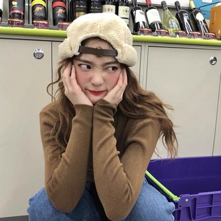 Nón Da Lót Lông Cừu Phong Cách Đường Phố Hàn Quốc Thời Trang Thu Đông Cá Tính