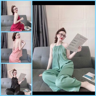🌹🌹sét đồ ngủ áo yếm cổ gấp ly quần dài sexy lụa satin siêu xinh🌹🌹