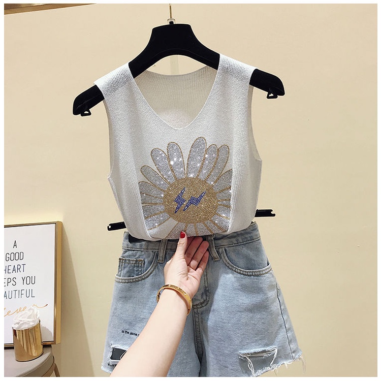 【ZHELIHANGFEI】Áo Camisole Dệt Kim Không Tay Dễ Phối Đồ