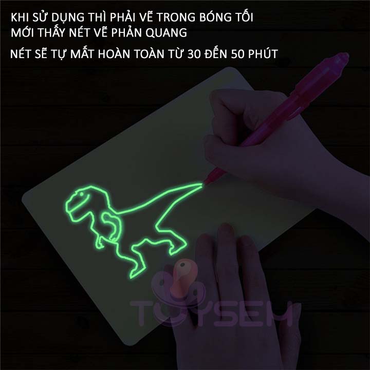 Bảng tập tô vẽ phát sáng 3D dạ quang tự xóa cho bé từ 3 tuổi - 1470BTT