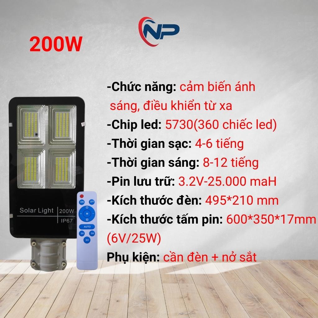 Đèn Năng Lượng Mặt Trời Sân Vườn,Đèn Đường Bàn Chải 200W,300W,500W Có Điều Khiển Từ Xa, Chống Nước IP67