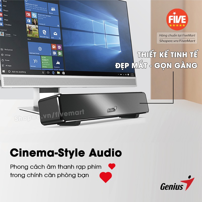 [Mã ELHA9 giảm 15% đơn 50K] Loa SoundBar 100 Âm Thanh Vòm Sống Động Phong Cách Rạp Phim, Fullbox, Chính Hãng GENIUS