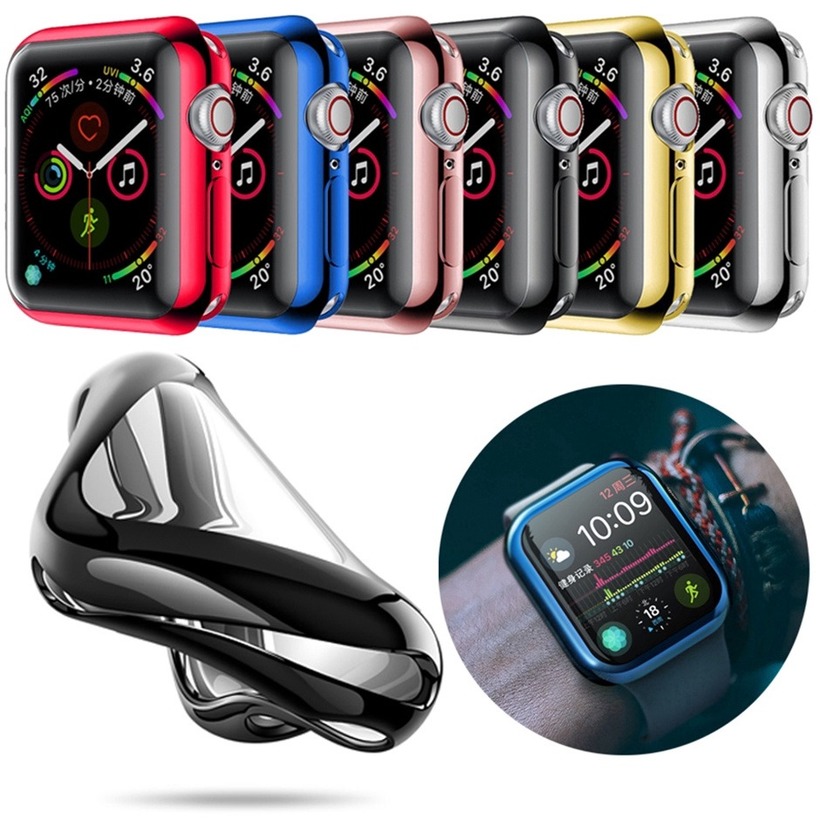 Case for Apple Watch Series 6 SE 38mm 42mm 40mm 44mm 360 Full Plating  iwatch Protective Frame TPU Soft Cover