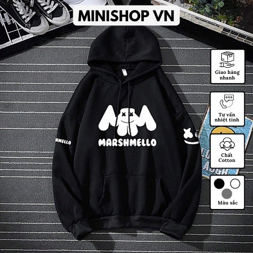Áo nir hoodie nam nữ DJ MarhMello chất nỉ bông dày ấm mềm mịn dáng rộng thoải mái
