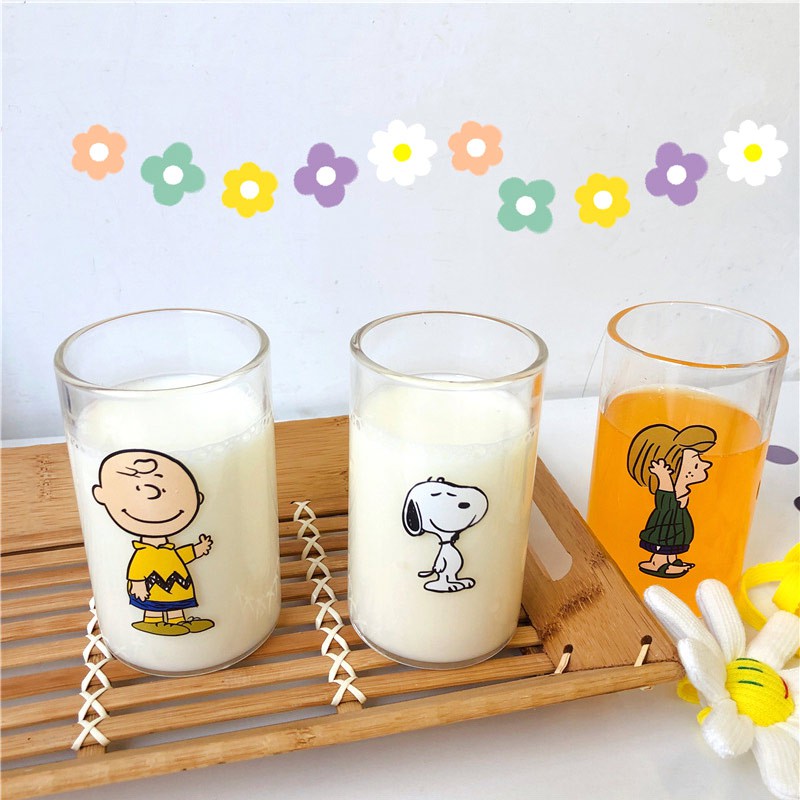 Cốc, Ly Thủy Tinh Uống Trà, Cafe Nhân Vật Hoạt Hình Peanuts' Family Snoopy Charlie