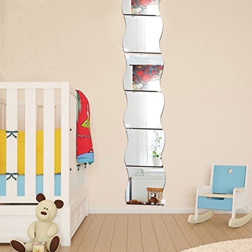 6 Miếng Gương Dán Tường Hình Vuông 3d