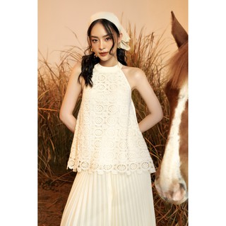 MOLLYNISTA - Áo Wings yếm ren kem nơ lưng