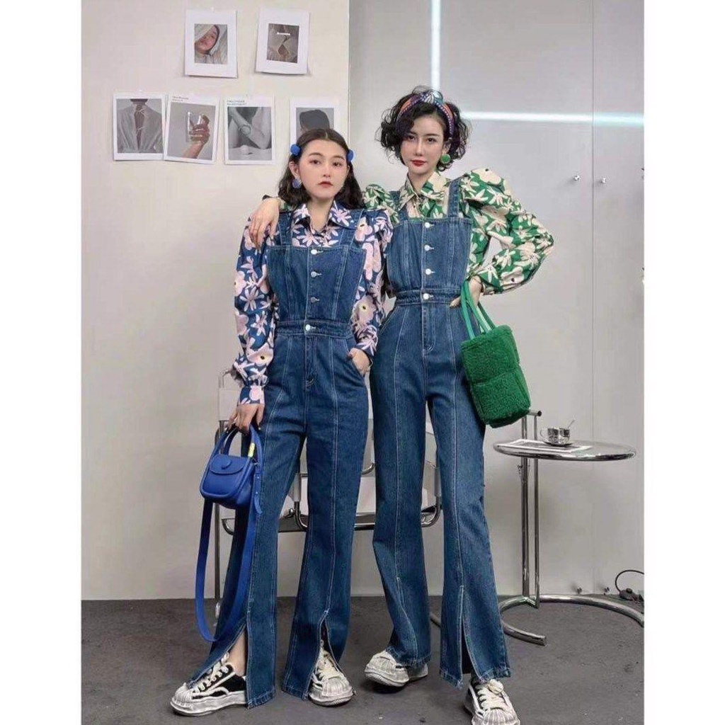 Quần Yếm Dáng Dài Lưng Cao Xẻ Tà Thời Trang Mùa Xuân 2022 Cho Nữ