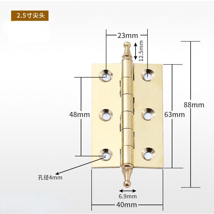 Bản Lề Cửa Tủ Bằng Đồng Thau Màu Vàng 2 &quot;/ 2.5&quot; / 3 &quot;