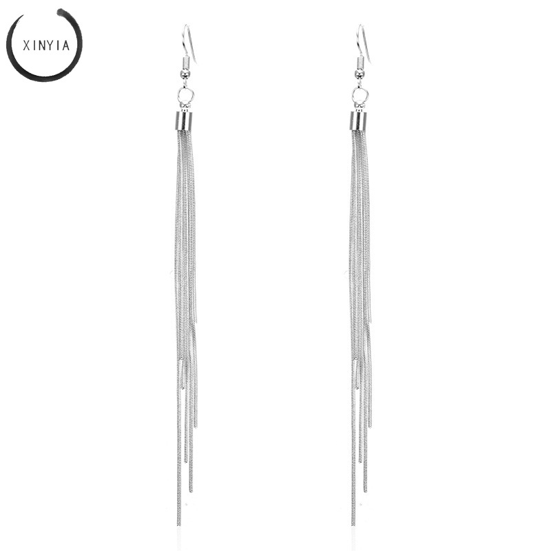 Khuyên tai tua rua dáng dài thời trang