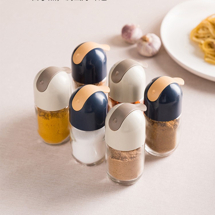 Lọ đựng gia vị hủ đựng tiêu muối chống ẩm thủy tinh nắp bật tự động