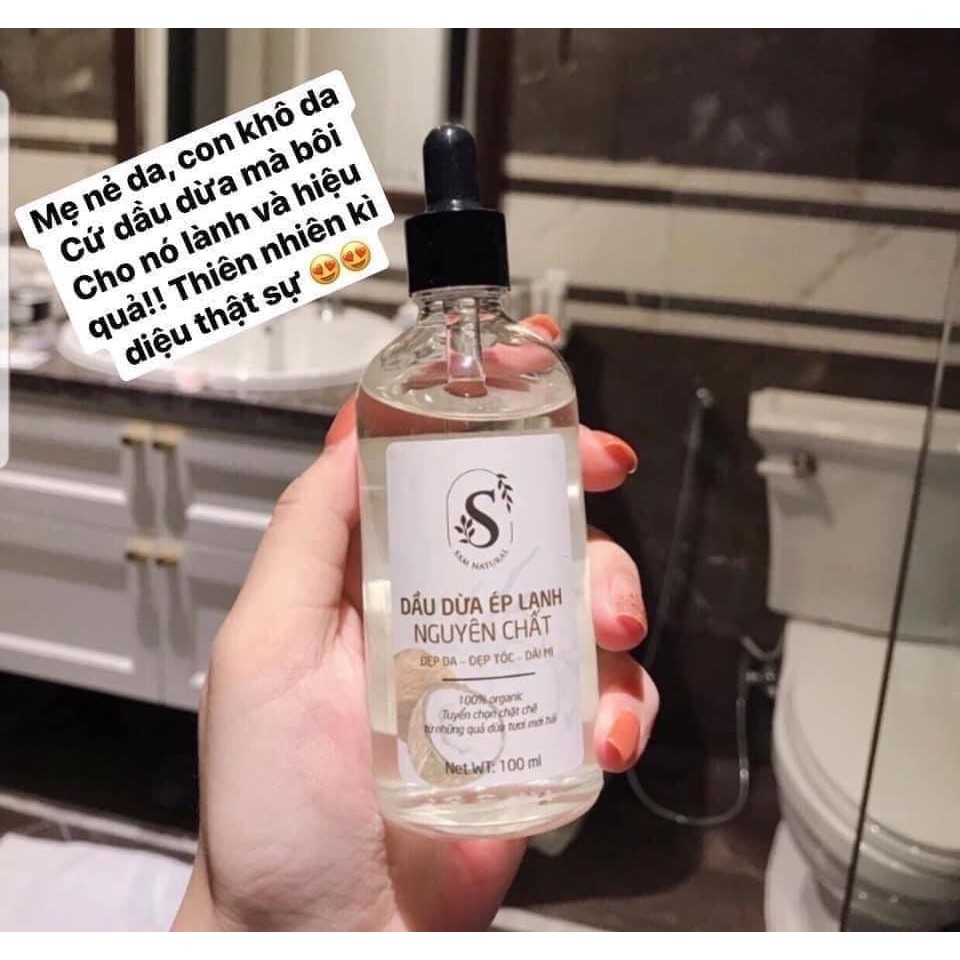Dầu dừa hữu cơ ép lạnh nguyên chất Sam Natural 100ml - Dầu dừa dưỡng mi, dưỡng tóc, dưỡng da