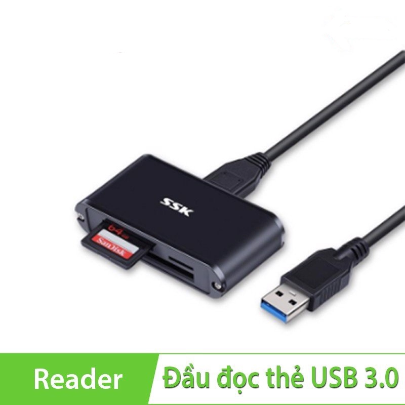 Đầu đọc thẻ nhớ Reader SSK All In One (MicroSD, SD, CF...) đọc tất cả  thẻ nhớ bảo hành 1 tháng 1 đổi 1