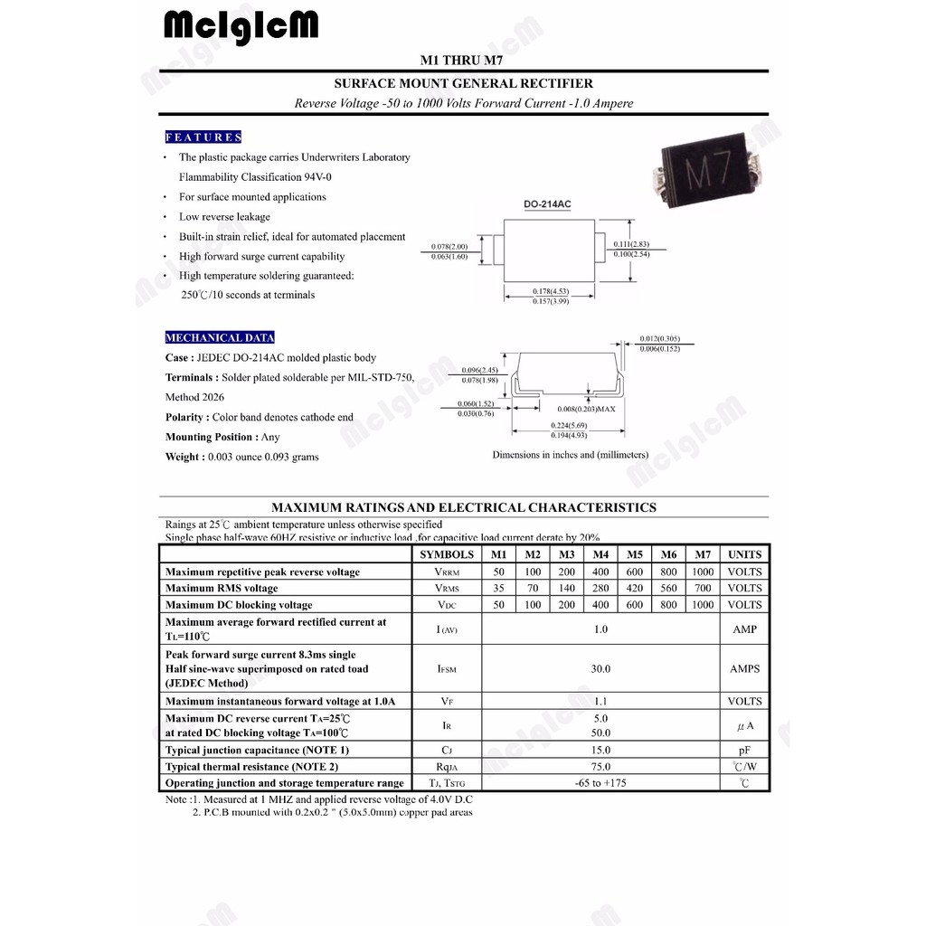Bộ 100 Đi Ốt Chỉnh Lưu M7 1N4007 Smd 1A 1000V | BigBuy360 - bigbuy360.vn