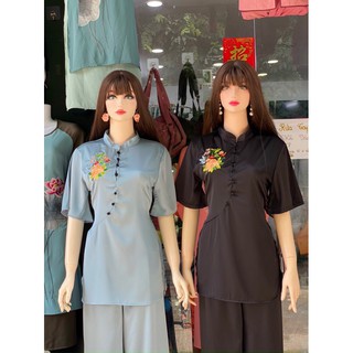 Đồ Lam Đi Chùa # Sẫm Vải Lụa Cao Cấp # Đồ Bộ # Quần Áo