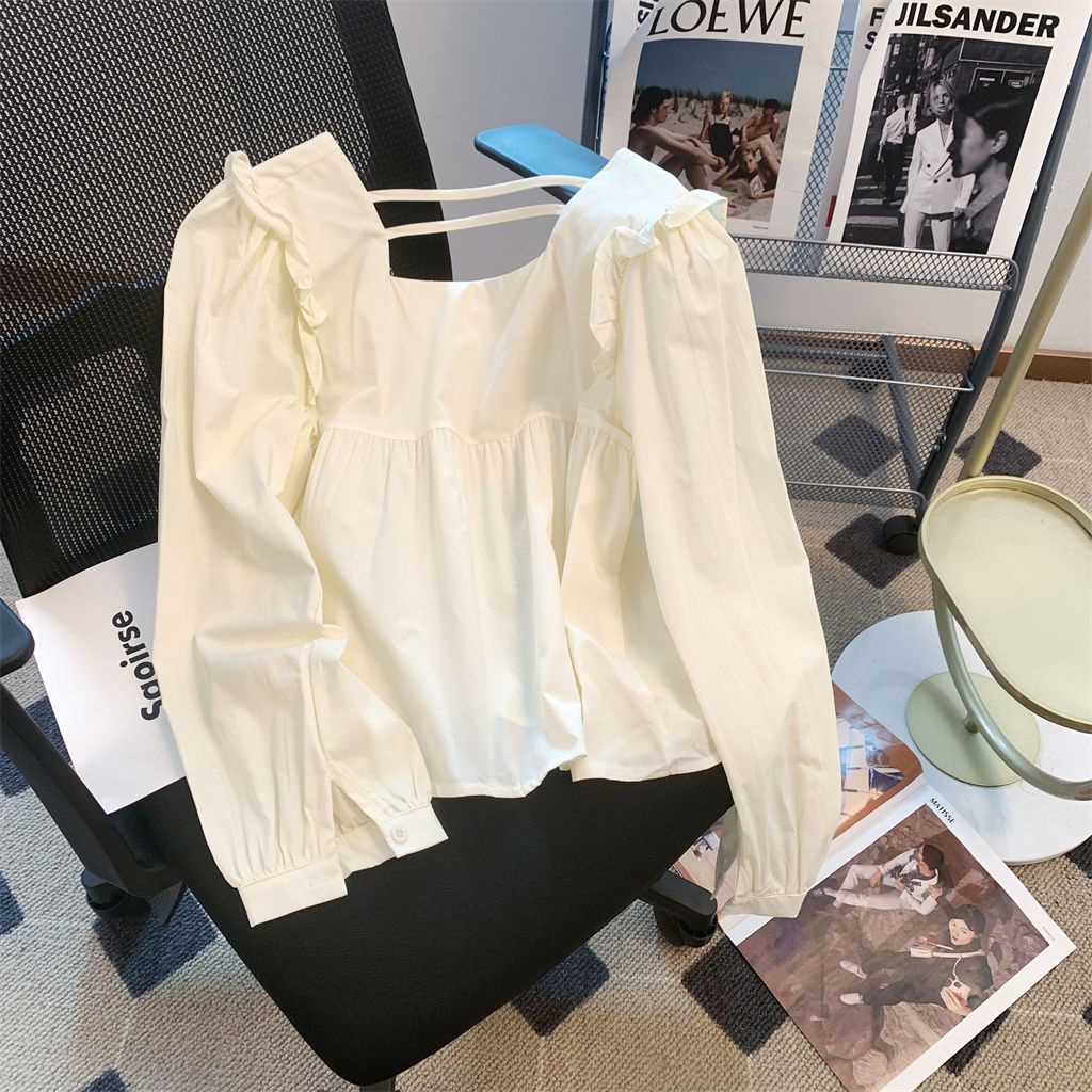 Áo Sơ Mi Ngắn Tay Dài Phồng Thêu Họa Tiết Thời Trang Mới Cho Nữ